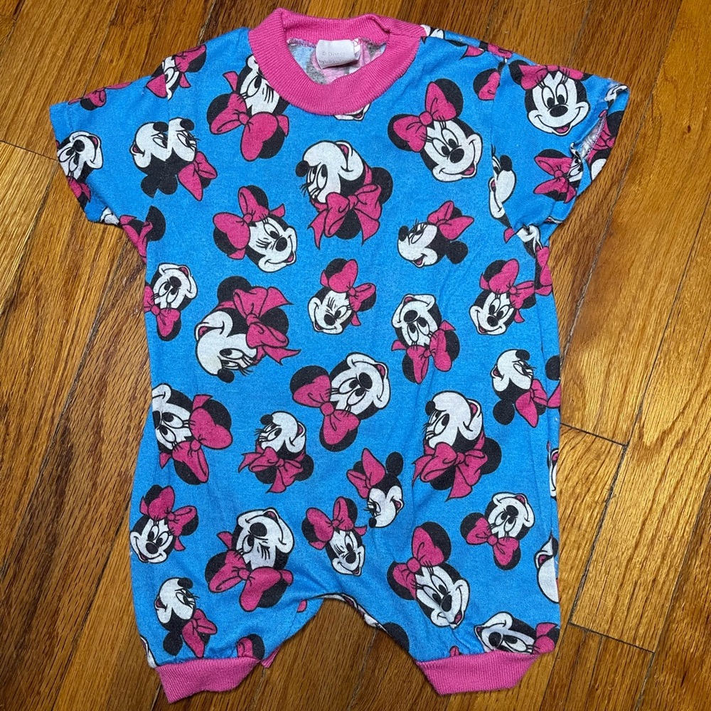 Vintage Minnie Mouse Blue and Pink Character Onsie